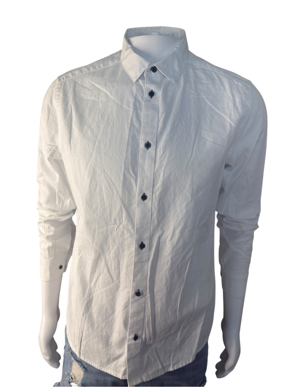 H&M White Dress Shirt with Dark Contrast Buttons